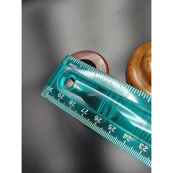 VTG Hand Turned Wooden Votive Candle Holders Offset Walnut? MCM Felted Pair - Picture 11 of 12